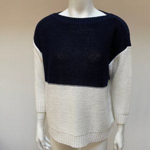 LAUREN RALPH LAUREN Boat Neck 3/4 Sleeves Navy/White Sweater L NWOT